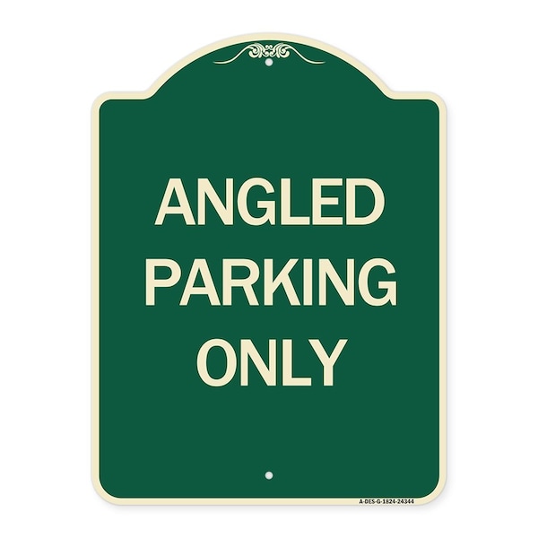 Signmission Designer Series Angle Parking Only, Green & Tan Heavy-Gauge Aluminum Sign, 24" x 18", G-1824-24344 A-DES-G-1824-24344 - main
